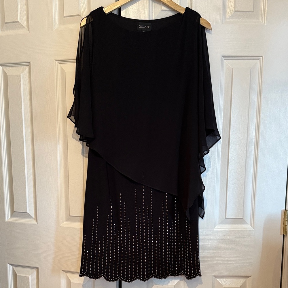 Xscape Black Dress with Silver Accents